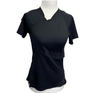 Lululemon Black V-Neck Short Sleeve Workout T-shirt Size 4